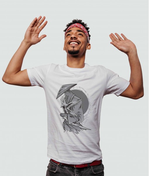 Мъжка тениска с щампа Арт Samurai ronin with bird